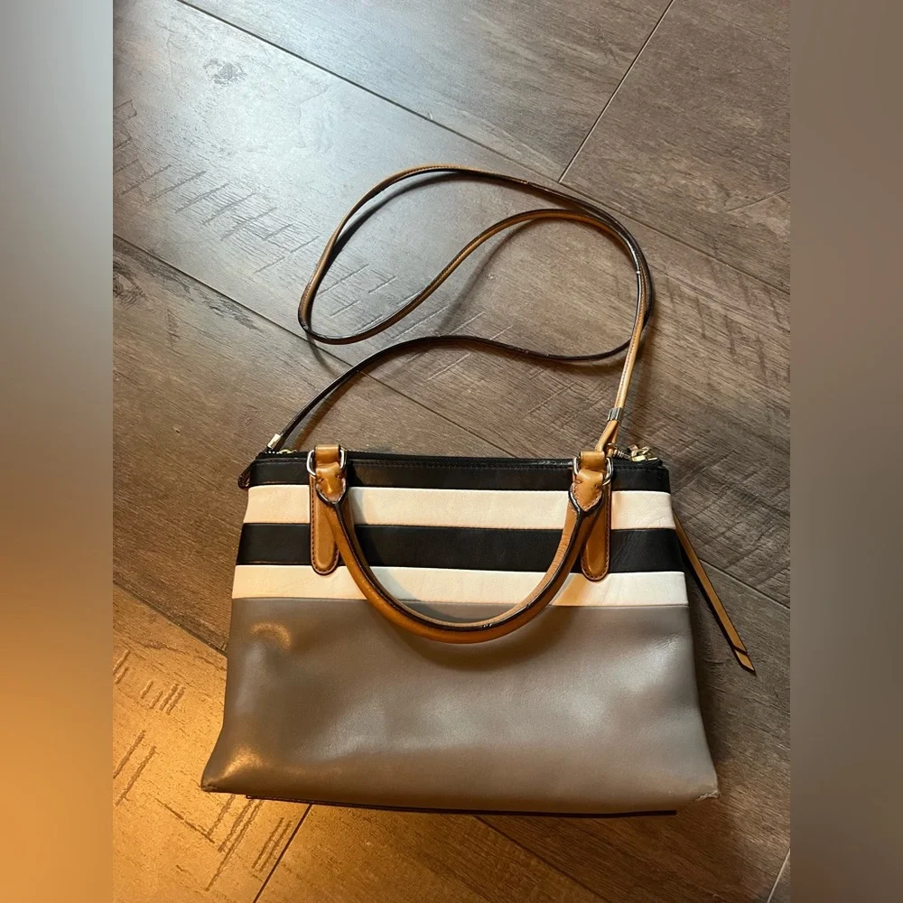 Coach Mini Black White & Gray Color Block Borough Triple Compartment Cross Body - Picture 8 of 15